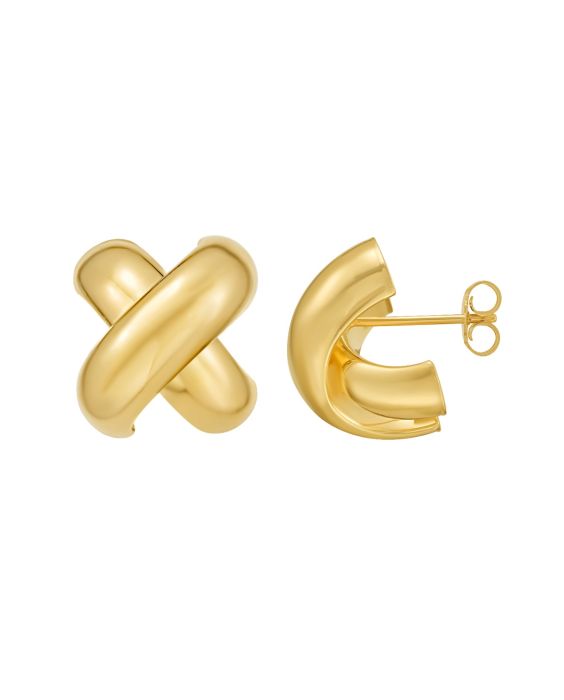 Gold Over Silver Puffy X Earring