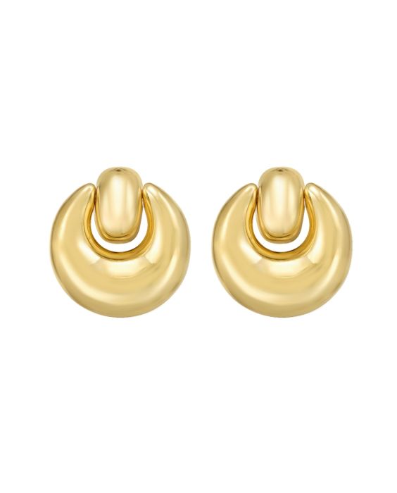 Gold Over Silver Puffy Door Knocker Earring