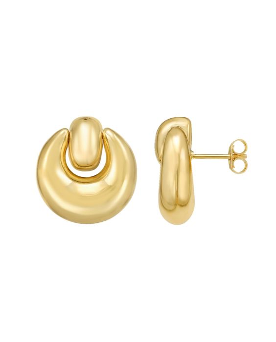 Gold Over Silver Puffy Door Knocker Earring