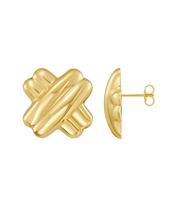 Gold Over Silver Puffy Double X Earring