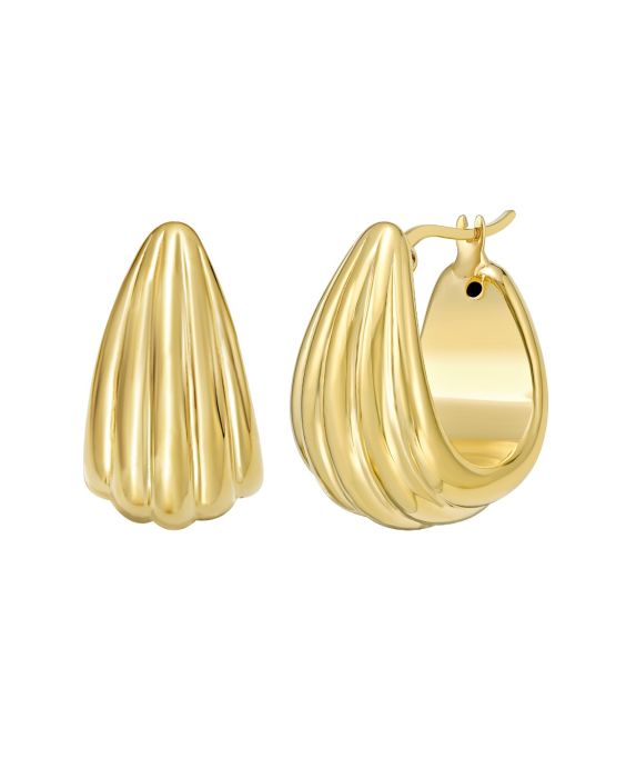 Gold Over Silver Scalloped Hoop Earring 