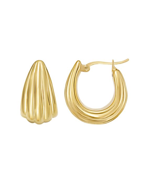 Gold Over Silver Scalloped Hoop Earring 