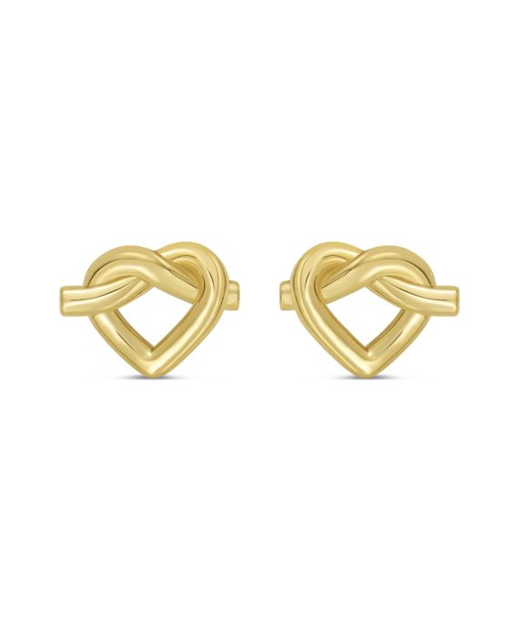 Gold Over Silver Open Heart Knot Earring