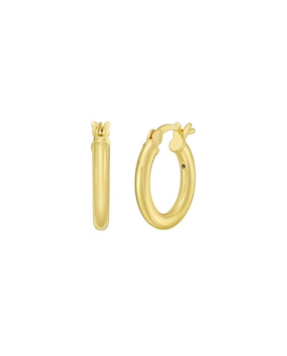 Gold Over Silver 2x10mm Hoop Earring