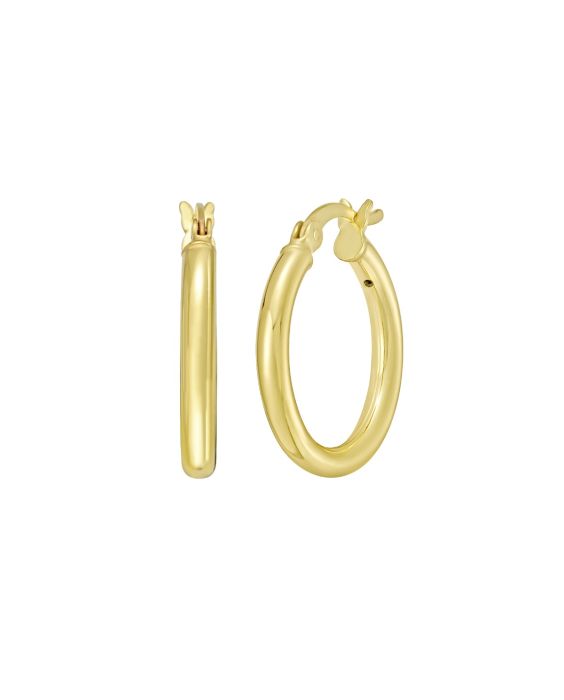 Gold Over Silver 2x15mm Hoop Earring