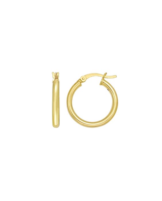 Gold Over Silver 2x15mm Hoop Earring