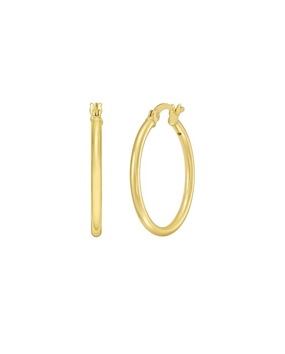 Gold Over Silver 2x20mm Hoop Earring