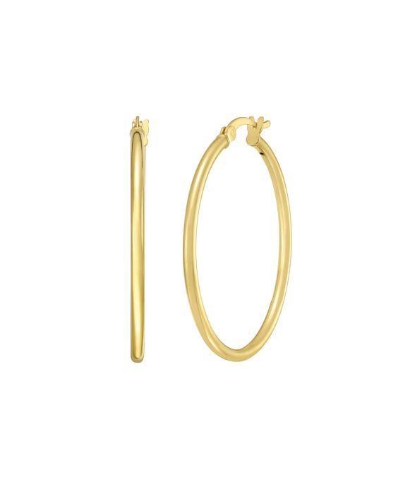 Gold Over Silver 2x30mm Hoop Earring
