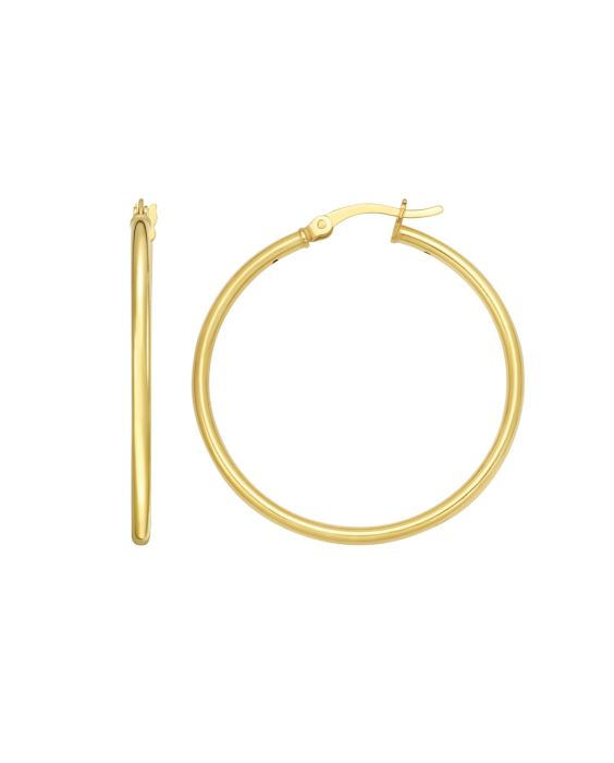 Gold Over Silver 2x30mm Hoop Earring