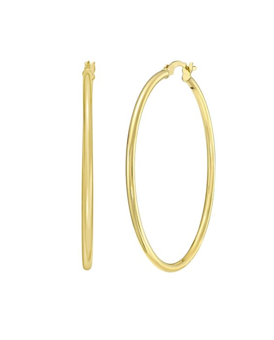 Gold Over Silver 2x40mm Hoop Earring
