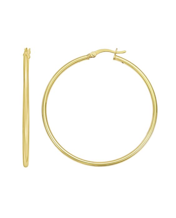 Gold Over Silver 2x40mm Hoop Earring