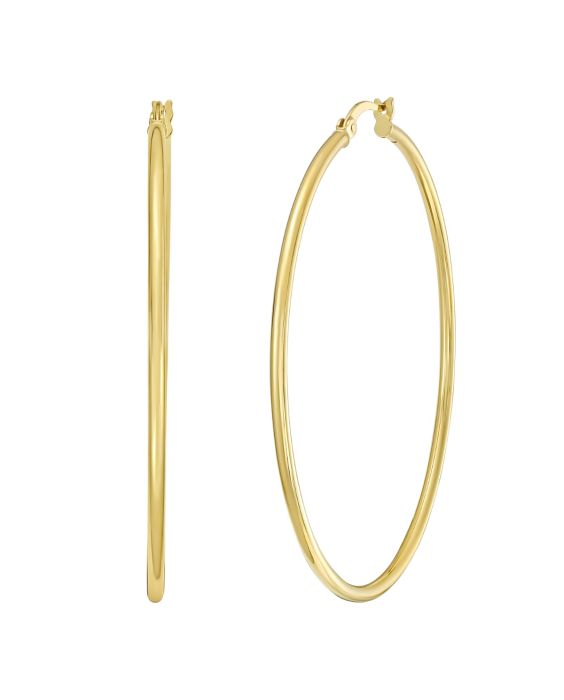 Gold Over Silver 2x50mm Hoop Earring