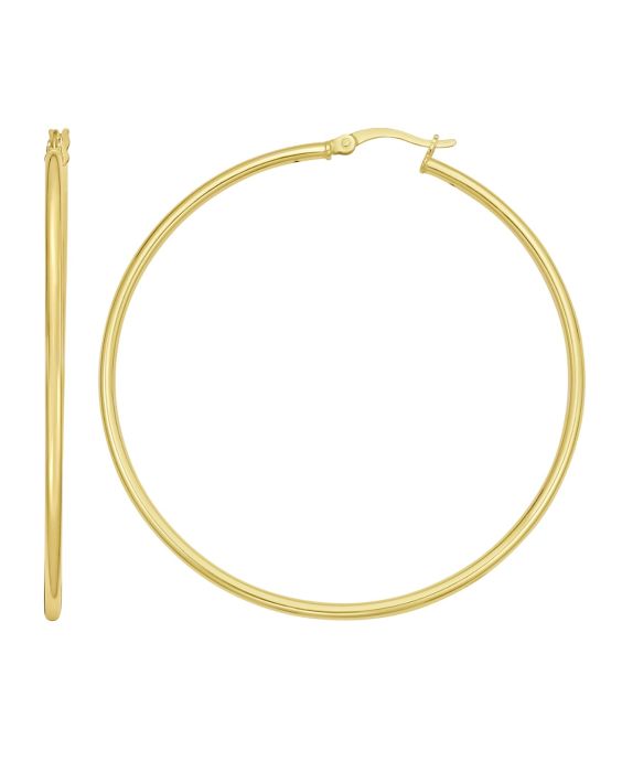 Gold Over Silver 2x50mm Hoop Earring