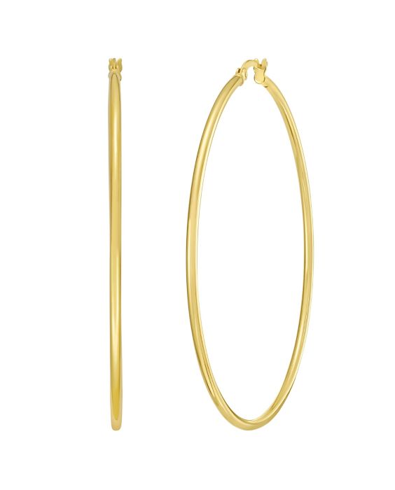 Gold Over Silver 2x60mm Hoop Earring