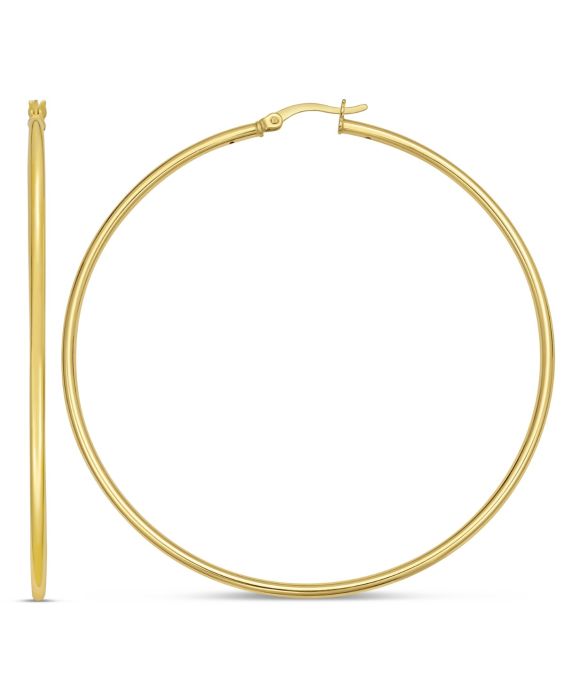 Gold Over Silver 2x60mm Hoop Earring