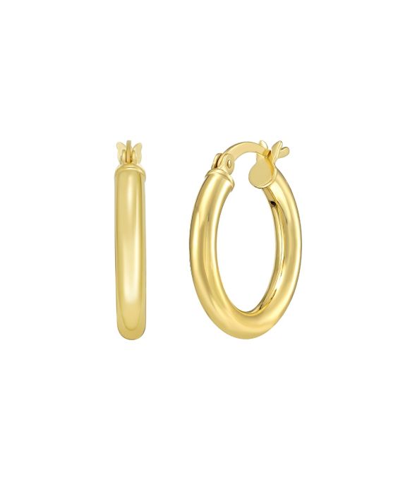 Gold Over Silver 3x15mm Hoop Earring