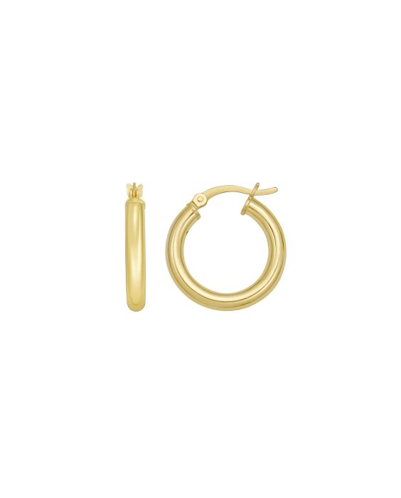 Gold Over Silver 3x15mm Hoop Earring