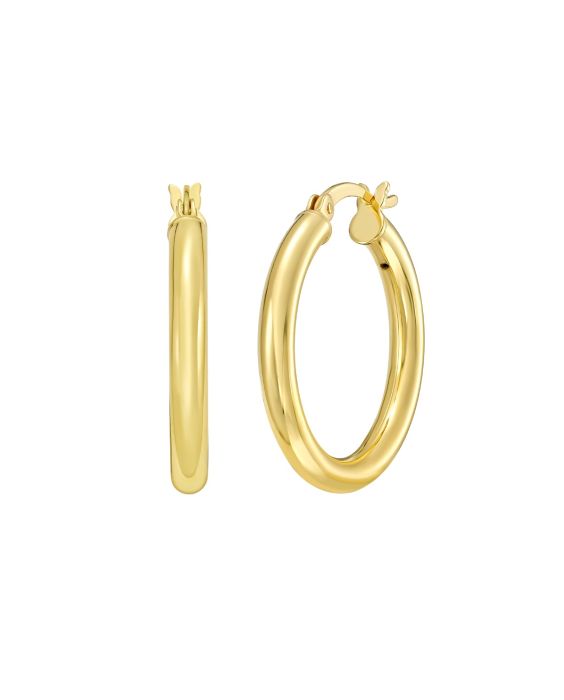 Gold Over Silver 3x20mm Hoop Earring