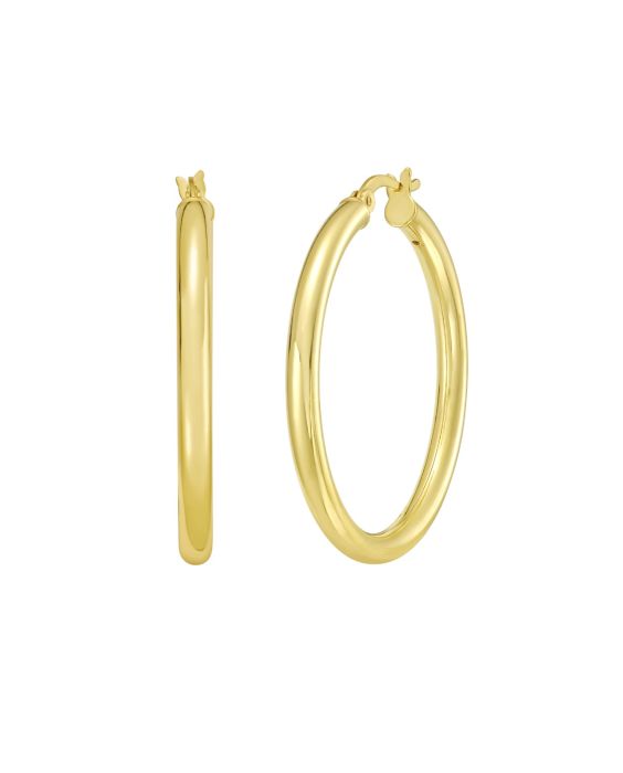 Gold Over Silver 3x30mm Hoop Earring
