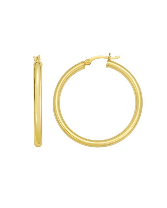 Gold Over Silver 3x30mm Hoop Earring