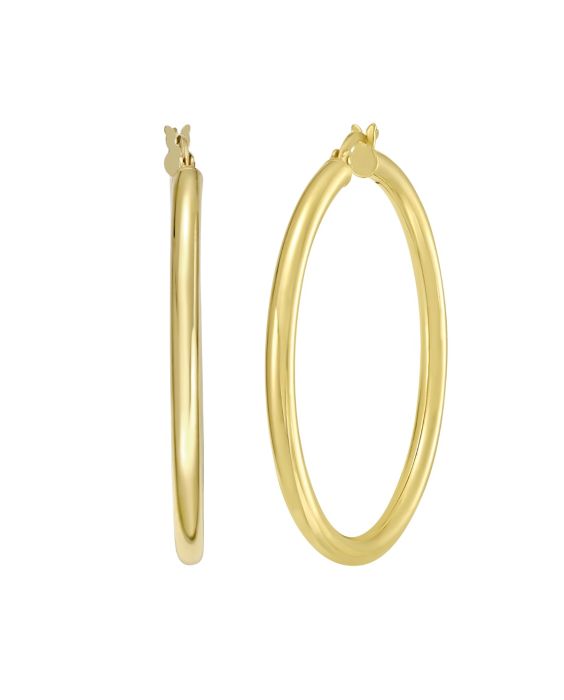 Gold Over Silver 3x40mm Hoop Earring