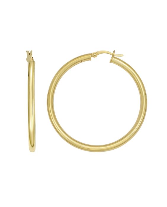 Gold Over Silver 3x40mm Hoop Earring