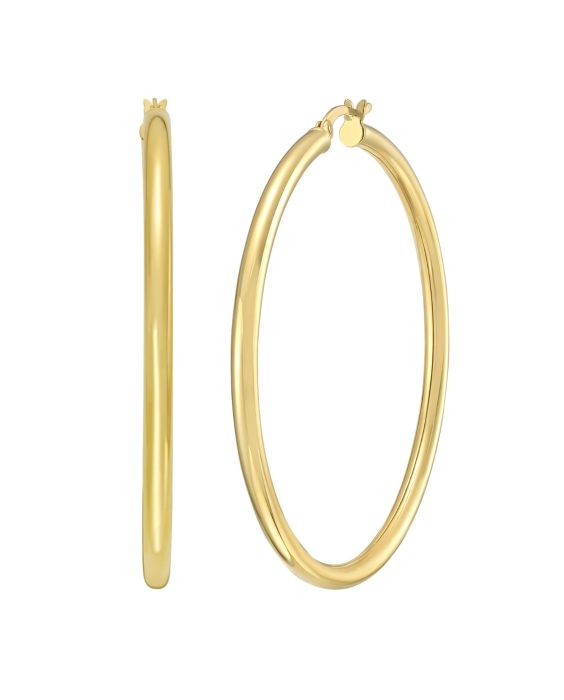 Gold Over Silver 3x50mm Hoop Earring