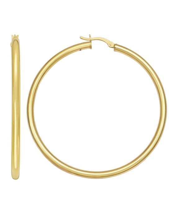 Gold Over Silver 3x50mm Hoop Earring