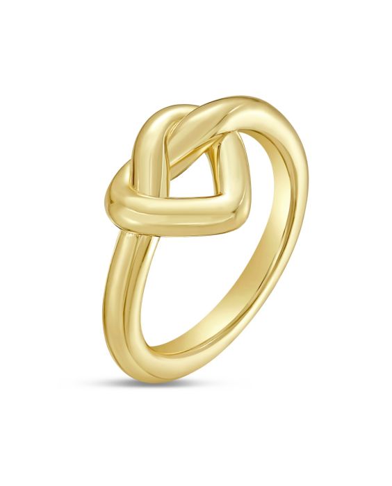 Gold Over Silver Open Heart Knot Ring