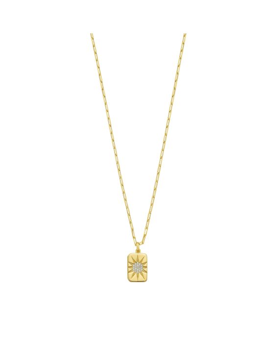 Gold Over Silver CZ Starburst Locket Necklace