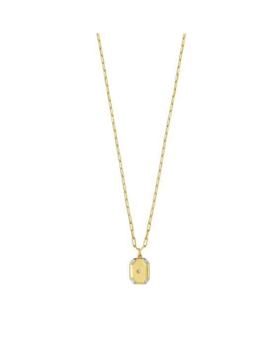 Gold Over Silver Octagonal Star Locket Necklace