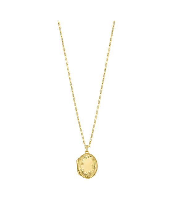 Gold Over Silver Oval Vine Locket Necklace