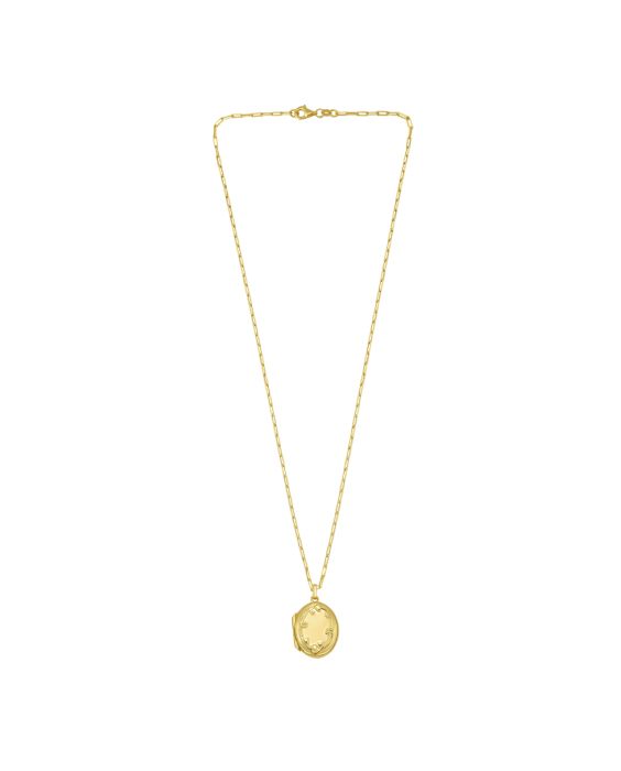Gold Over Silver Oval Vine Locket Necklace