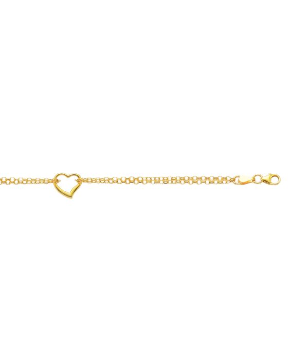 14K Gold Open Heart Anklet