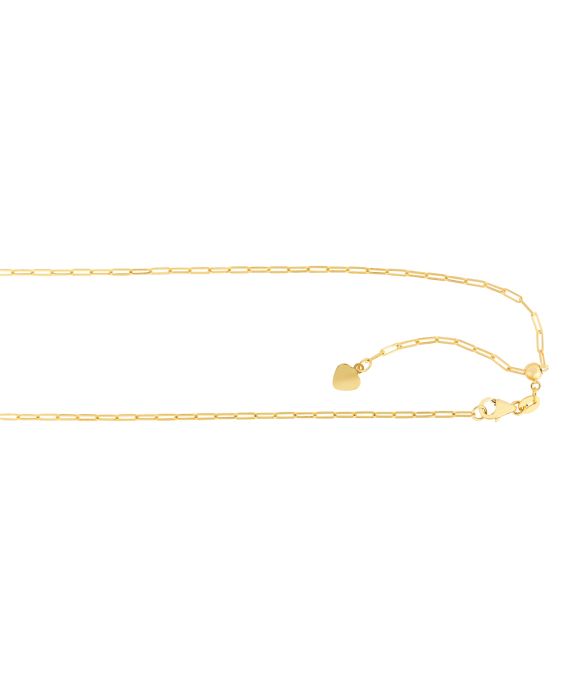 14K Gold 1.5mm Adjustable Paperclip Chain