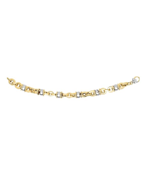 14K Gold Rondel Station Heritage Link Bracelet 