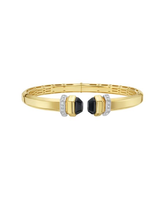 14K Black Pyramid Art Deco Cuff