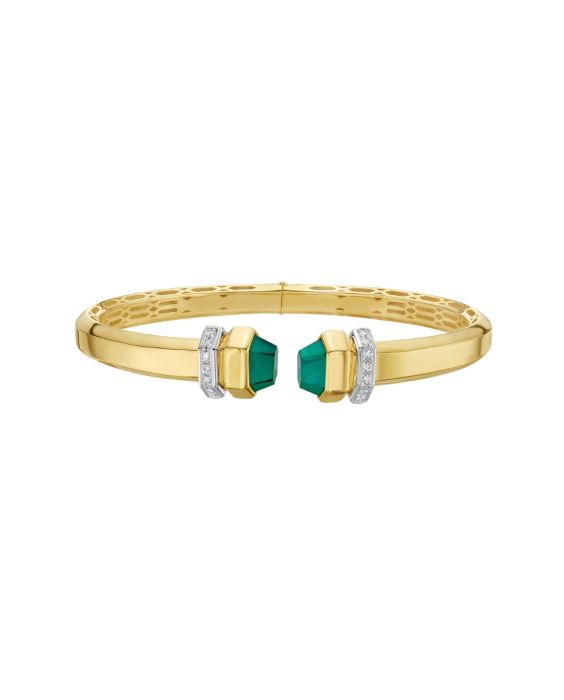 14K Green Pyrmid Art Deco Cuff