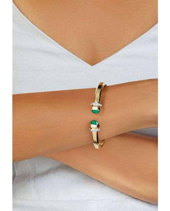 14K Green Pyrmid Art Deco Cuff