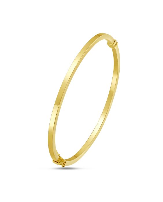 14K Stackable Flat Bangle 