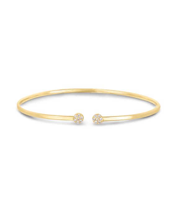 14K Gold Diamond Cluster Cuff Bangle