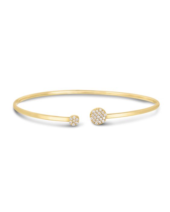 14K Gold Asymmetrical Diamond Cluster Cuff Bangle