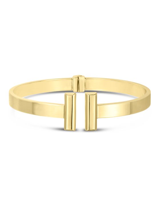 14K Gold Bar Cuff Bangle