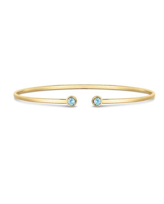 14K Blue Topaz Open Cuff Bangle