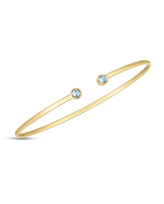14K Blue Topaz Open Cuff Bangle