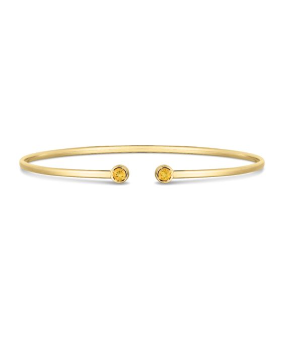 14K Citrine Open Cuff Bangle