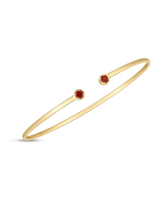 14K Garnet Open Cuff Bangle