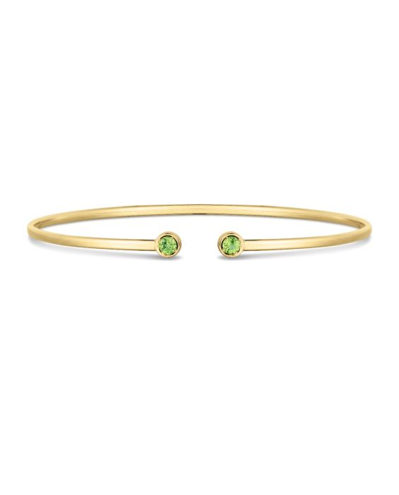14K Peridot Open Cuff Bangle