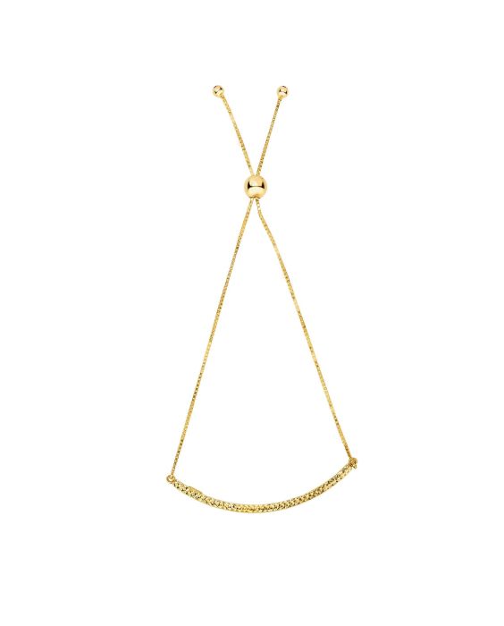 14K Gold Curved Bar Friendship Bracelet