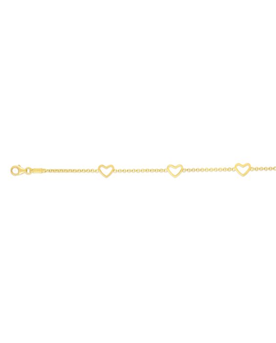 14K Gold Open Heart Bracelet